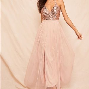 Rose Gold sequined formal dress